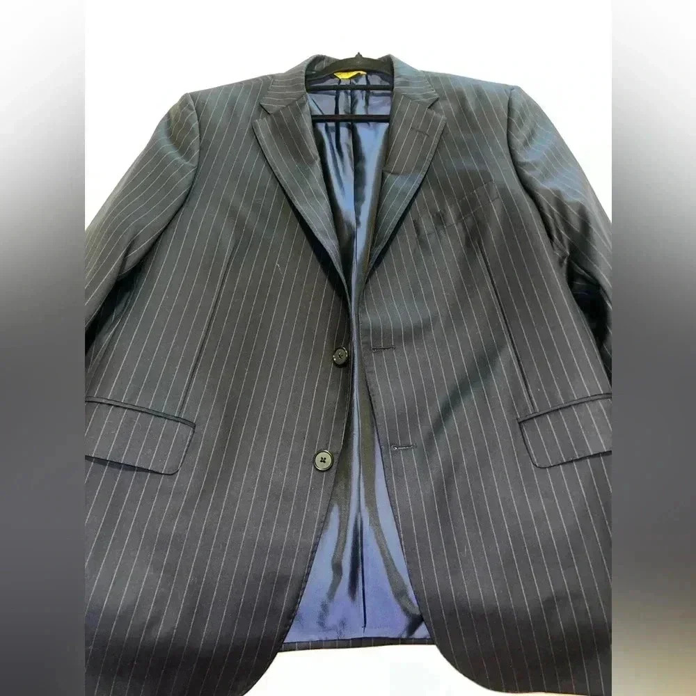 Loro Piana Hickey Freeman Beacon Navy Pinstripe Sportcoat 100% Wool 44 R‎
